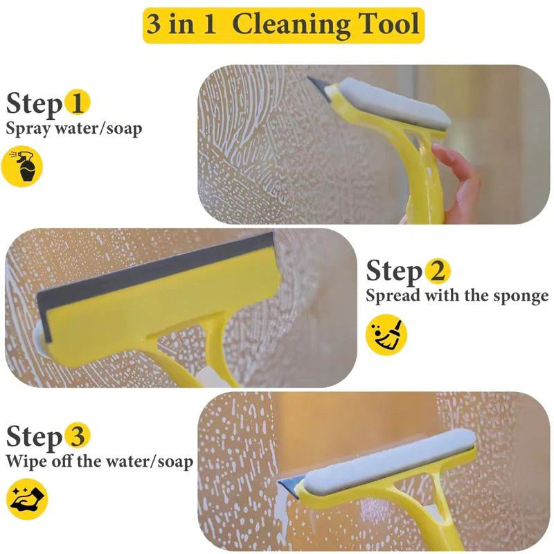 3 in 1 Window Cleaning Scraper with Spray