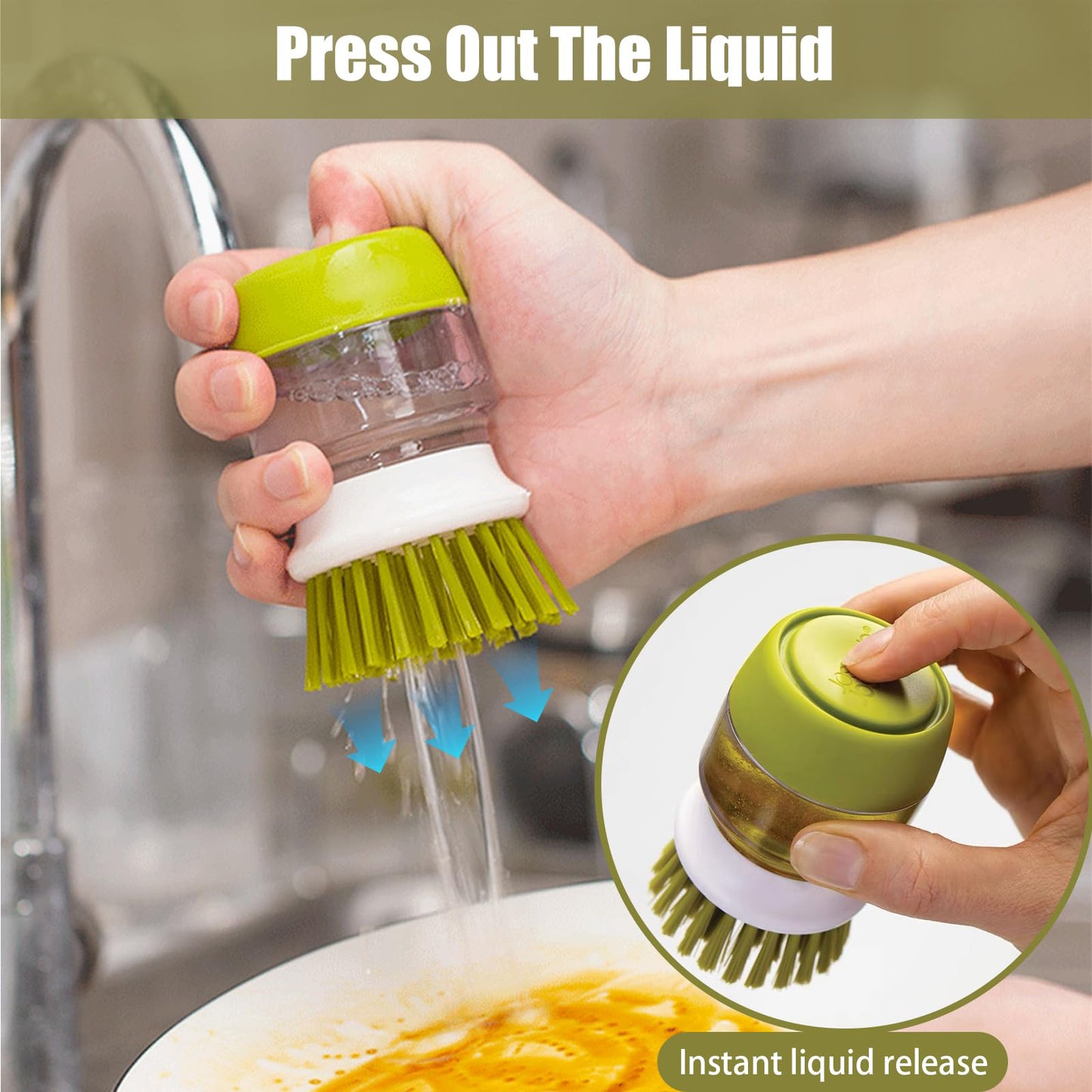 Soap Dispensing Dish & Pot Brush with Stand