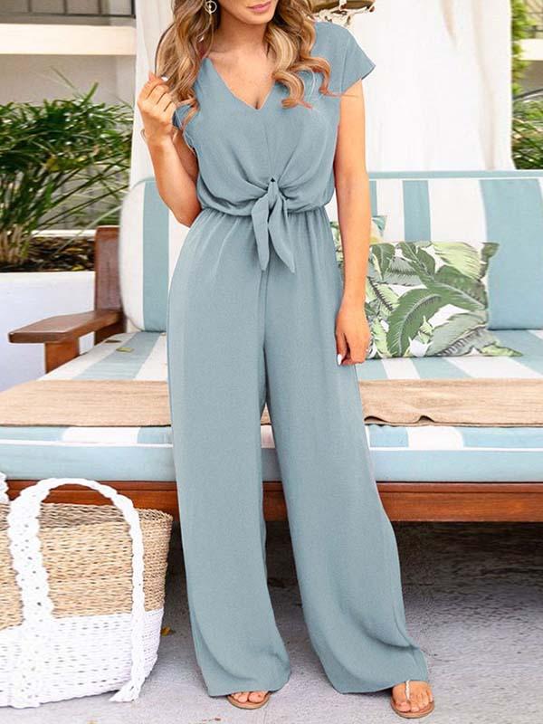 Stunncal V Neck Loose Jumpsuit