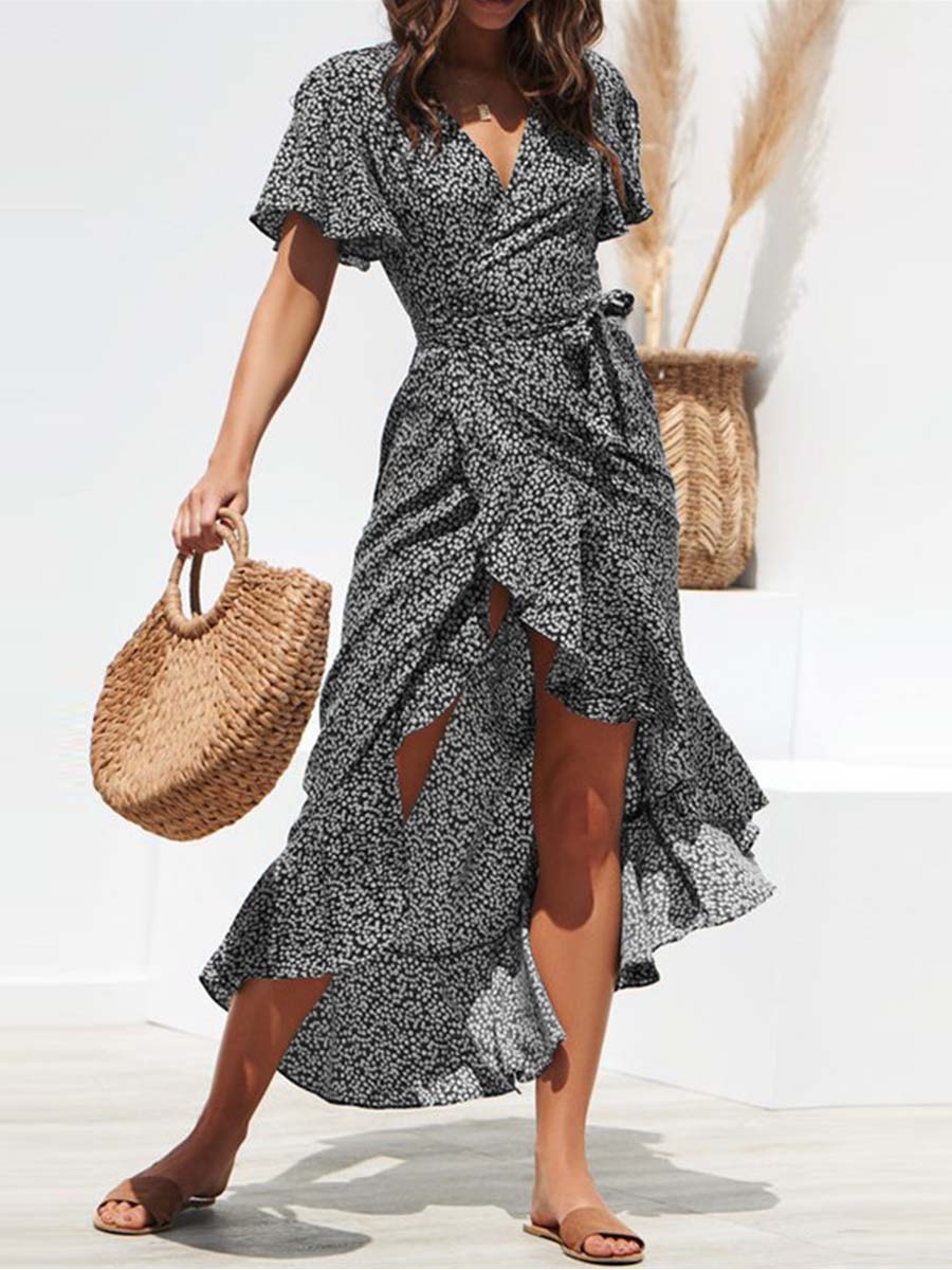 Stunncal Irregular Chiffon Print Dress