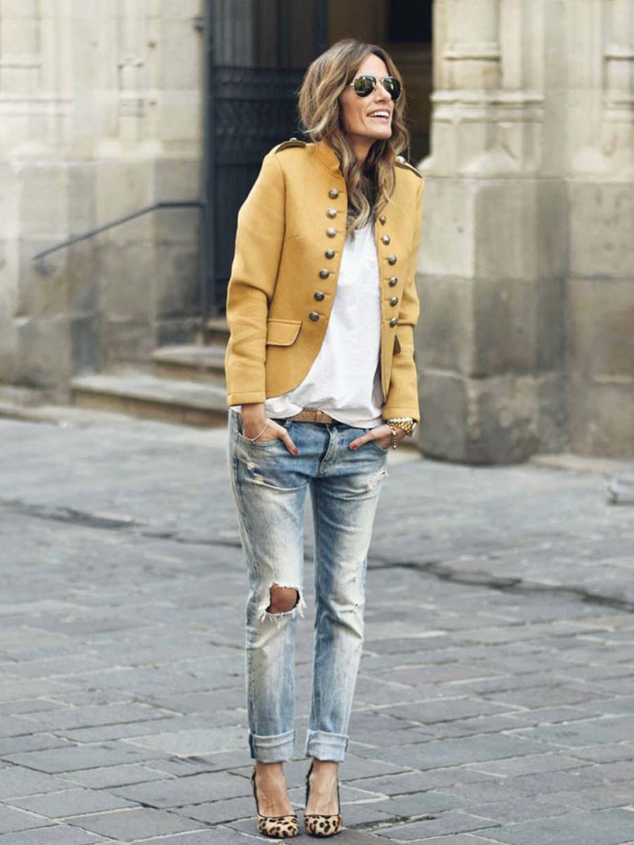 Stunncal Casual Button Design Coat