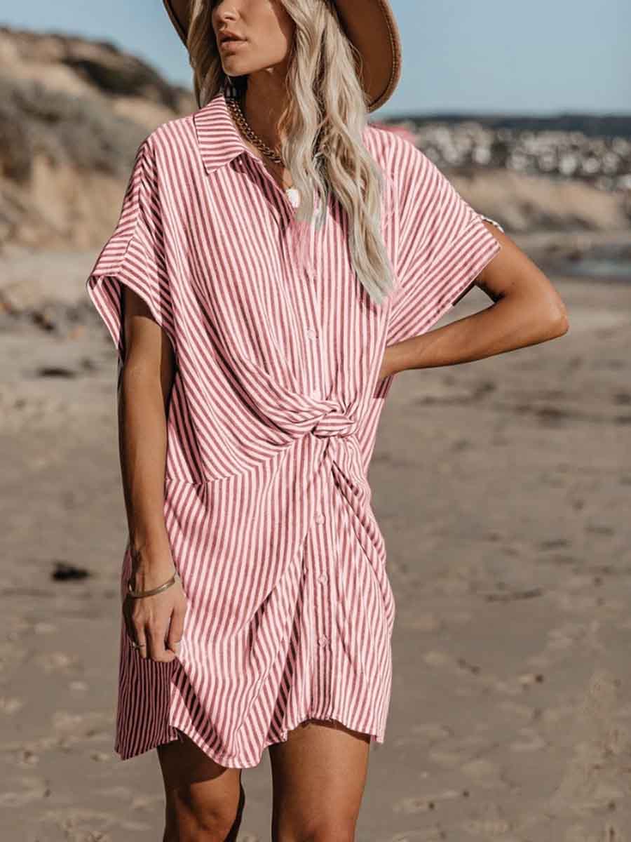 Stunncal Knot Striped Dress