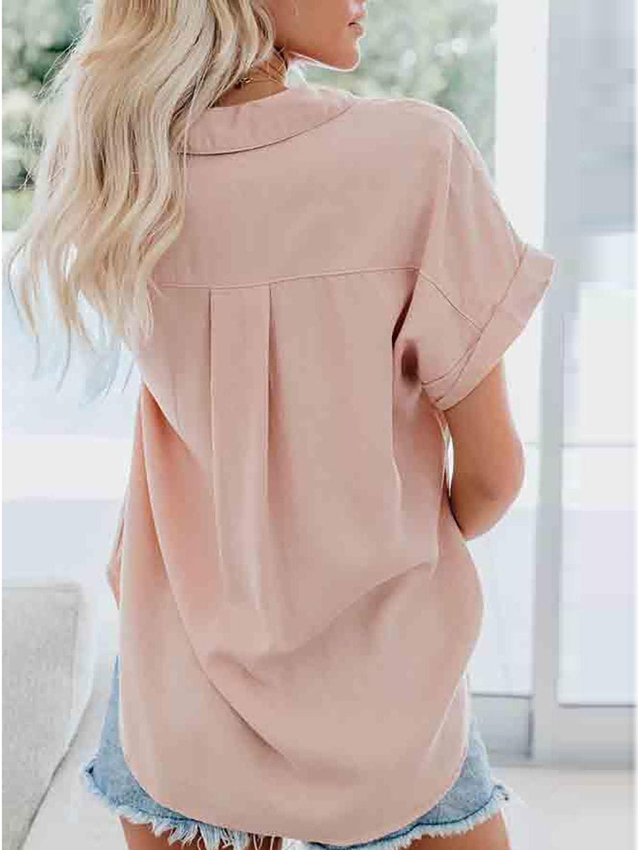 Stunncal Short-Sleeved Solid Color Tops (4 colors)