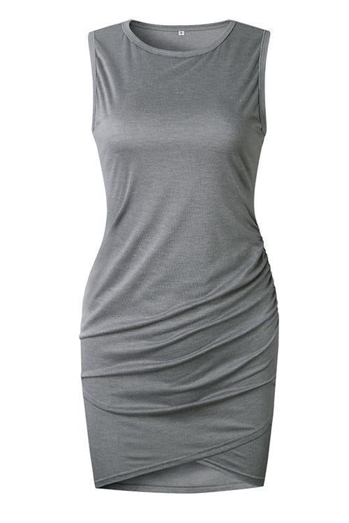 Stunncal Asymmetry Ruched Sheath Mini Dress(7 colors)