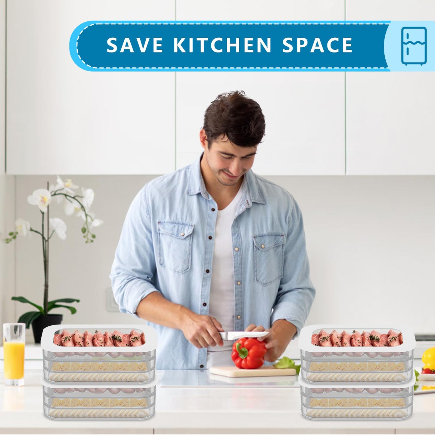 3-Layer Stackable Food Storage Container – Keep Meat, Cheese & Veggies Fresh & Organized